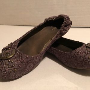 Brown Embroidered flats